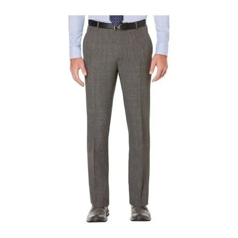 Perry Ellis Portfolio Men's Gray Slim-Fit Smoked Pearl Plaid Dress Pants 32x32